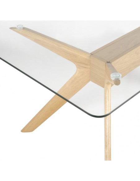 Mesa de vidro e carvalho DELLA 140x90