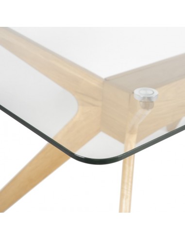 MESA de cristal y roble DELLA 140x90