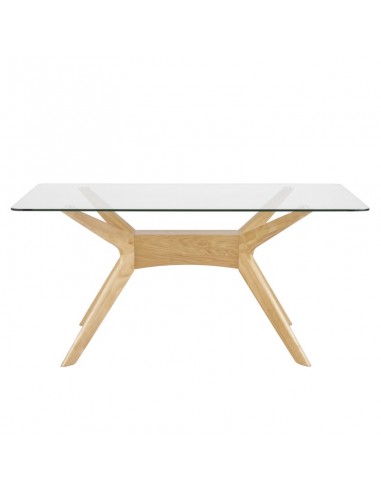 MESA DE CRISTAL MODERNA DELLA 160x90, roble