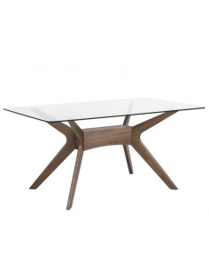 Mesa design vidro y madeira cor nogueira DELLA 200 x 100