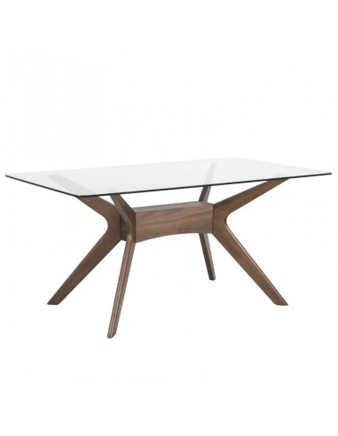Mesa design vidro y madeira cor nogueira DELLA 200 x 100
