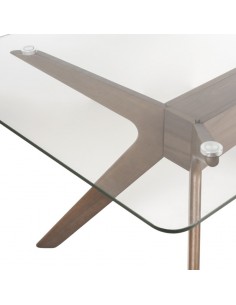 MESA DISEÑO de cristal y madera color nogal DELLA 200 x 100 2