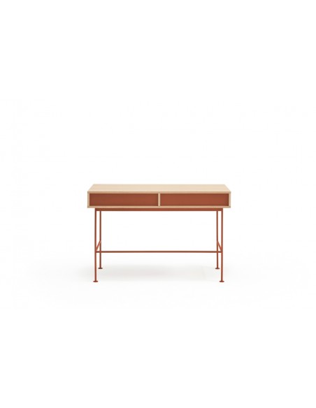 Secretária minimalista Teulat YOKO 120 x 78, carvalho e terracota