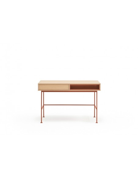 Secretária minimalista Teulat YOKO 120 x 78, carvalho e terracota