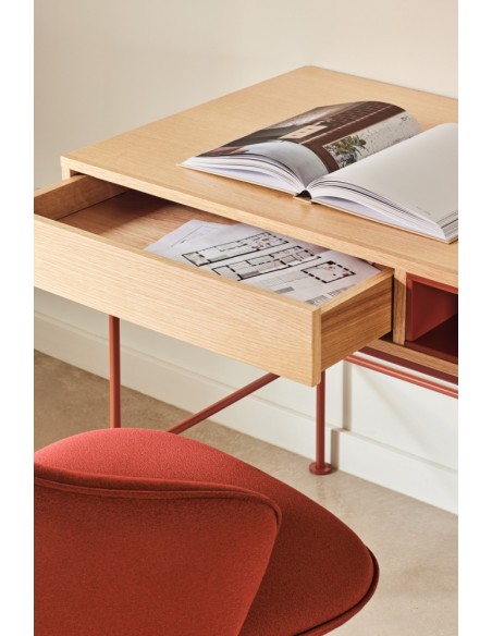 Escritorio de Teulat minimalista YOKO 120 x 78, roble y teja