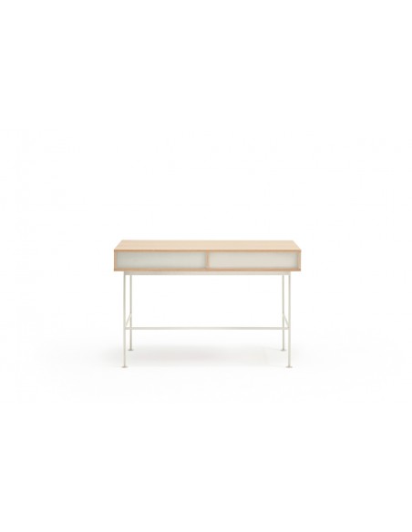 Secretária minimalista Teulat YOKO 120 x 78, carvalho e creme