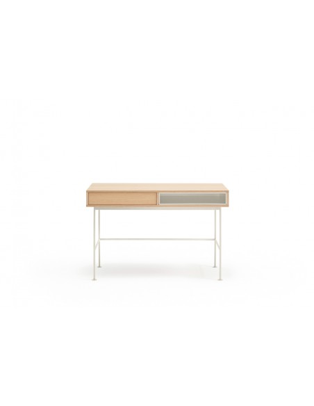 Secretária minimalista Teulat YOKO 120 x 78, carvalho e creme