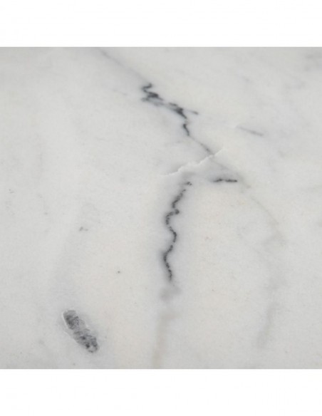 Mesa redonda vintage SHANELL 80, mármore branco e ferro forjado preto