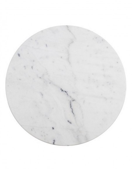 Mesa redonda vintage SHANELL 80, mármore branco e ferro forjado preto