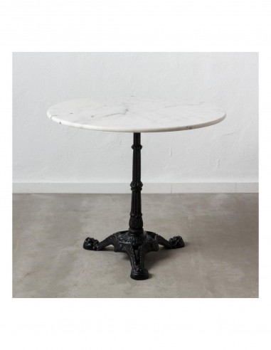 Mesa redonda vintage SHANELL 80, mármore branco...