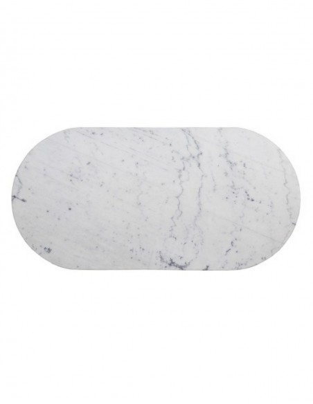 Mesa oval vintage SHANELL 120 x 60, mármol blanco y hierro forjado negro