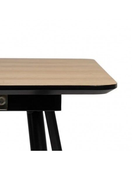 Mesa de cocina extensible EILIF 120 (160) x 75, natural y metal negro