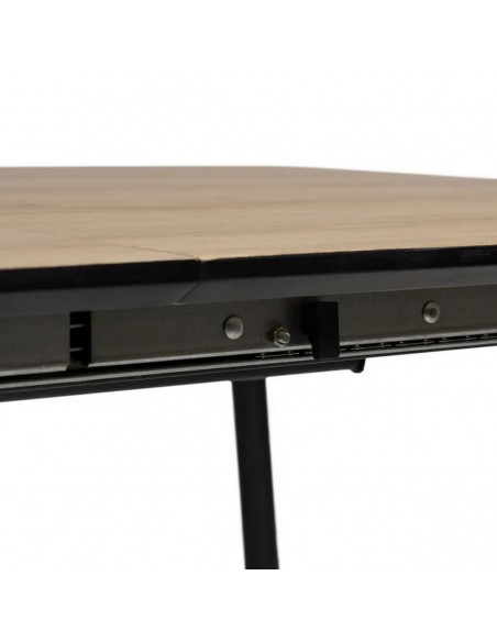Mesa de cocina extensible EILIF 120 (160) x 75, natural y metal negro