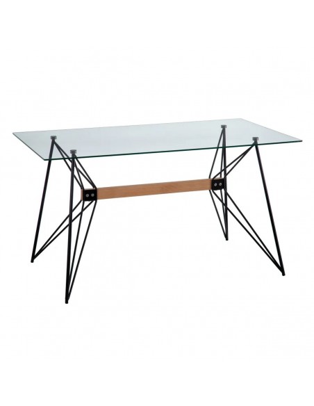 Mesa de cristaI NGUN 140 x 75, metal e madeira de faia