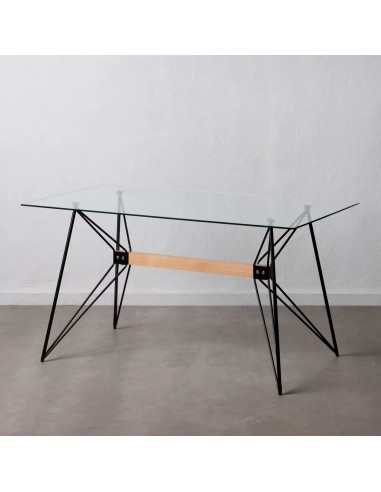 Mesa de cristal INGUN 140 x 75, metal y madera...