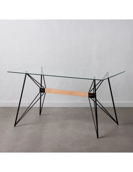 Mesa de cristaI NGUN 140 x 75, metal e madeira de faia