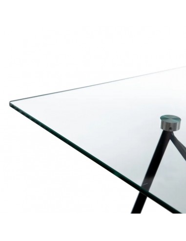 Mesa de cristal INGUN 140 x 75, metal y madera...