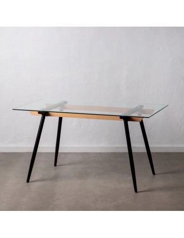 Mesa de vidro FASTVY 140 x 75, metal e madeira...
