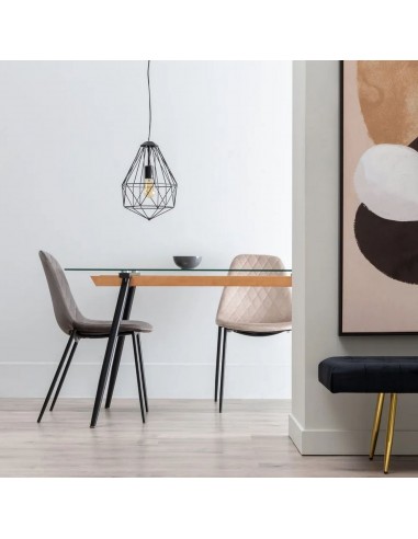 Mesa de cristal FASTVY 140 x 75, metal y madera...