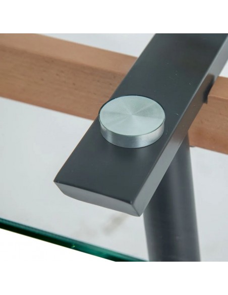 Mesa de vidro FASTVY 140 x 75, metal e madeira de faia