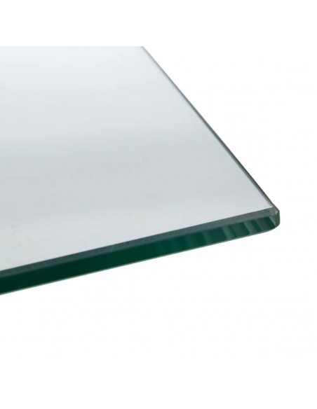 Mesa de cristal FASTVY 140 x 75, metal y madera de haya