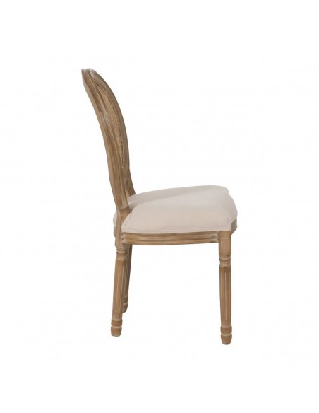 Silla medallón GAZARA, madera en blanco cepillado y ratan
