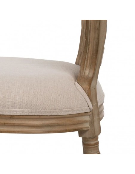 Silla medallón GAZARA, madera en blanco cepillado y ratan