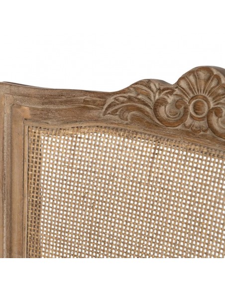 Silla colonial GAZARAL, madera en blanco cepillado y ratan