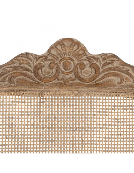 Silla colonial GAZARAL, madera en blanco cepillado y ratan