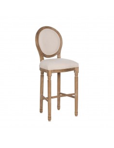 Taburete medallón GAZARA, madera en blanco cepillado y...