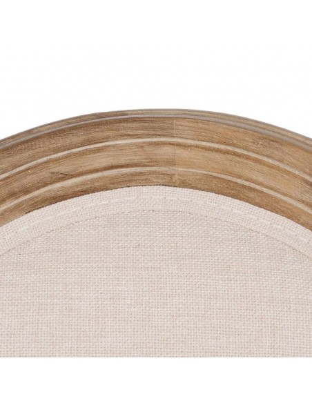 Silla medallón GAZARA, madera en blanco cepillado y tejido lino