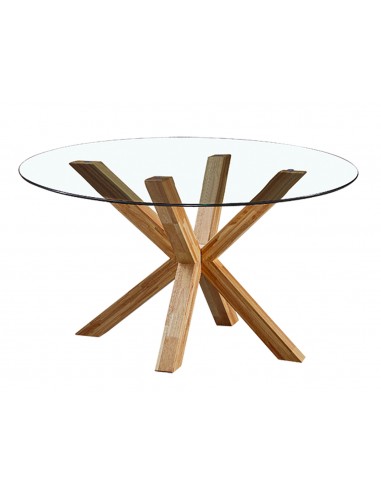 Mesa redonda de cristal y madera ARGOS 120 x 75