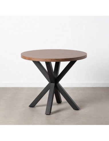 Mesa redonda madera Argo 90, MDF Nogal y metal...