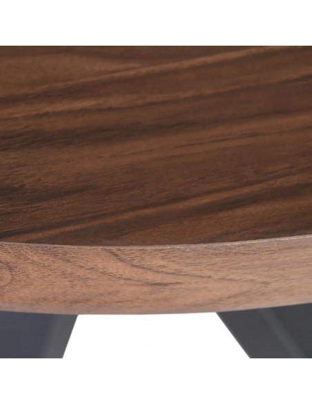 Mesa redonda madera Argo 90, MDF Nogal y metal negro.