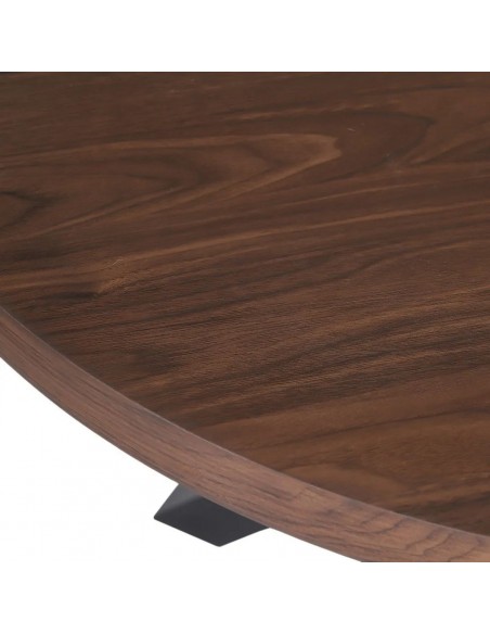 Mesa redonda madera Argo 90, MDF Nogal y metal negro.