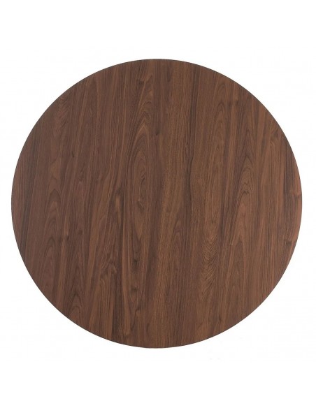 Mesa redonda madera Argo 90, MDF Nogal y metal negro.