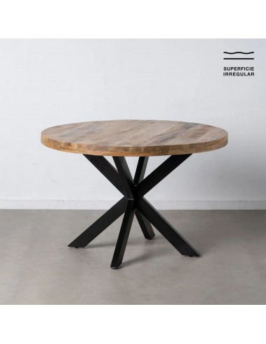 Mesa redonda madera mango Argo 120, pies metal...