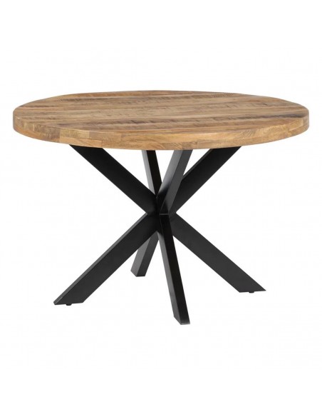 Mesa redonda madera mango Argo 120, pies metal negro.