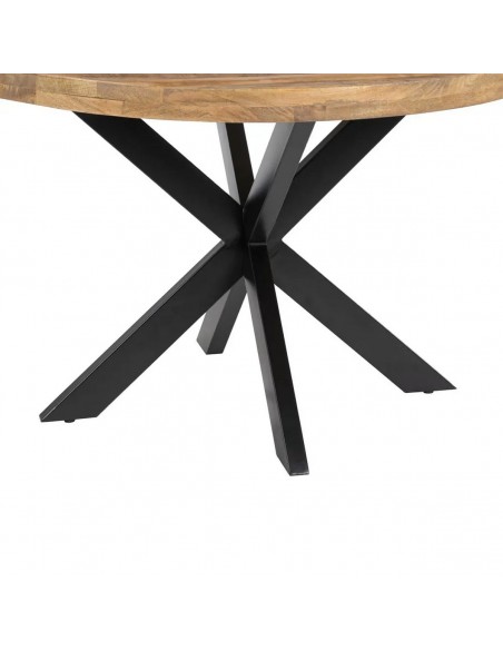 Mesa redonda madera mango Argo 120, pies metal negro.