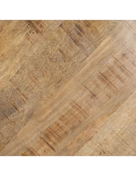 Mesa redonda Argo 130 en madera de mango y pies de metal negro.