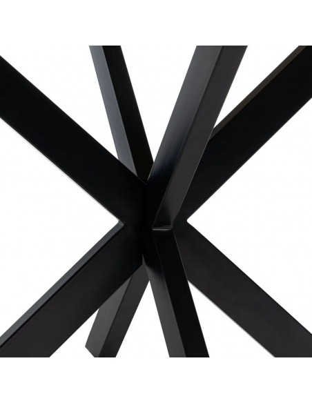 Mesa redonda Argo 130 en madera de mango y pies de metal negro.