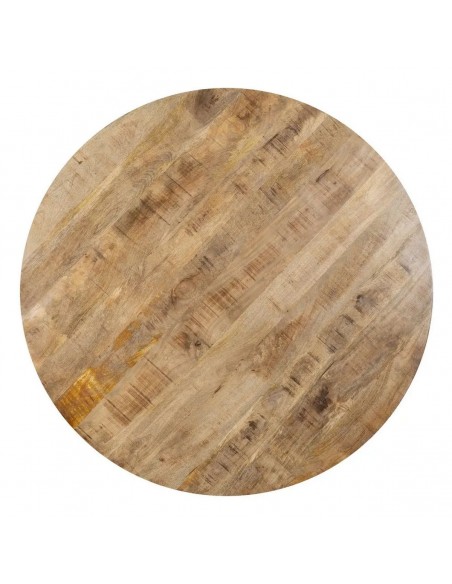 Mesa redonda Argo 130 en madera de mango y pies de metal negro.