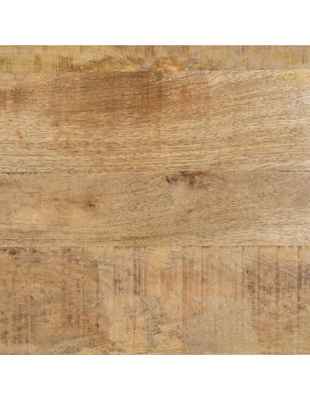 Mesa redonda Argo 150 en madera de mango y patas de metal negro.