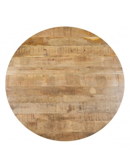 Mesa redonda Argo de 150 em madeira de manga e pés de metal preto.