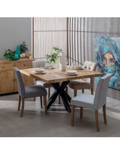 Mesa cuadrada Argo de 130 cm, madeira de manga natural e... 2