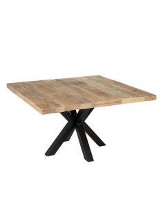 Mesa cuadrada Argo 130, madera de mango natural y patas...