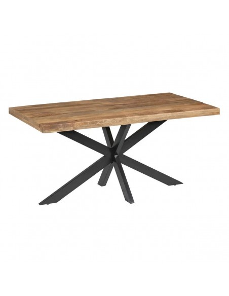 Mesa diseño Argot 160 x 90, madera de mango natural y patas de metal negro.