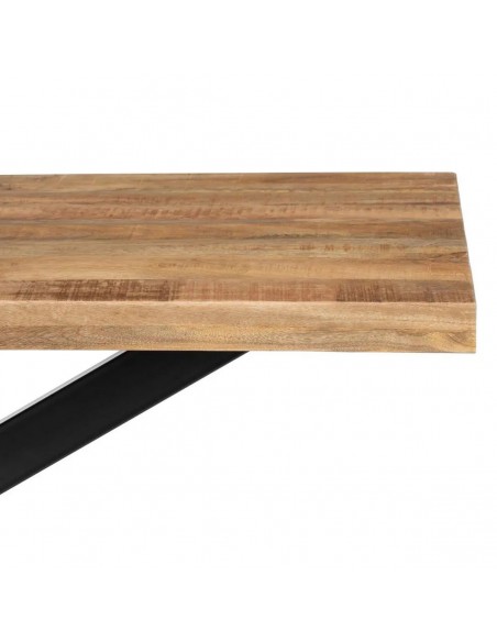 Mesa diseño Argot 160 x 90, madera de mango natural y patas de metal negro.