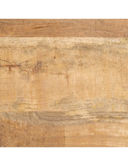 Mesa design Argot de 180x 90, madeira de manga natural e pés de metal preto.