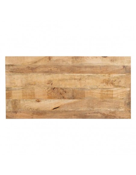 Mesa diseño Argot 180 x 90, madera de mango natural y patas de metal negro.